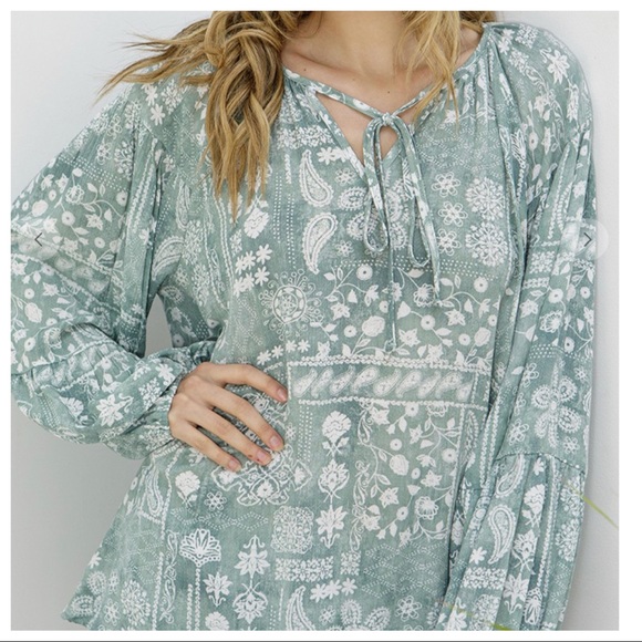 38 Bohemian Paisley Woven Stylish Tunic Top - Picture 4 of 5